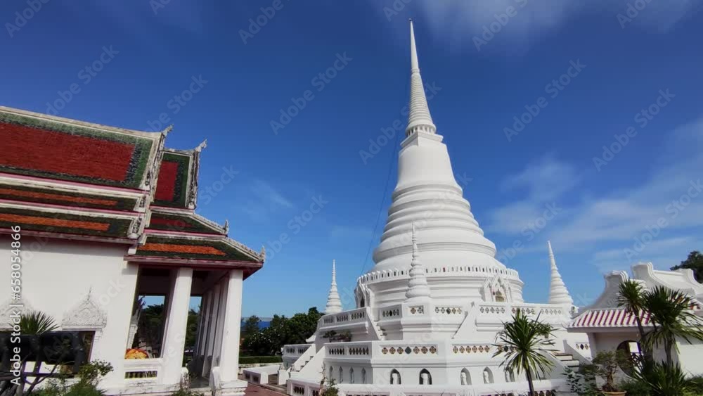 Asian White and Red Temple Exterior Design, No People Asian White and Red Temple Exterior Design, No People