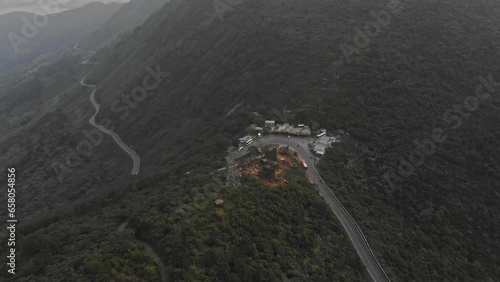 A famous pass in the Annam Mountains in Vietnam, hai van pass, aerial photo