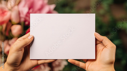 Print Mockup Card in Hands for invitation, Wedding, Card or Postcard Mockup