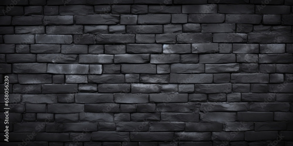 Texture of a black painted brick wall as a background or wallpaper, Generative AI