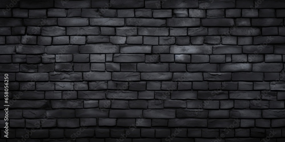 Texture of a black painted brick wall as a background or wallpaper, Generative AI