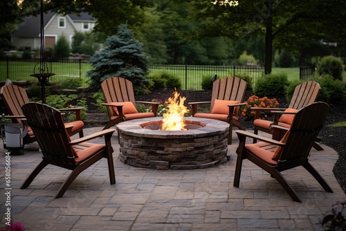 outdoor fire pit with chairs around it