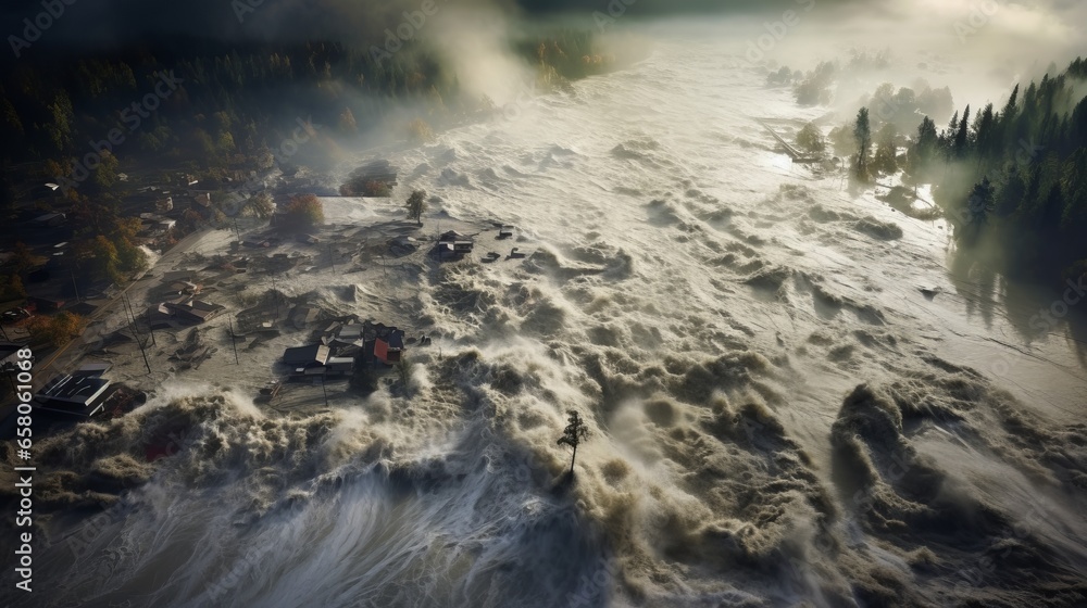 Generative AI Flood Insurance concept image. Impact of climate change ...