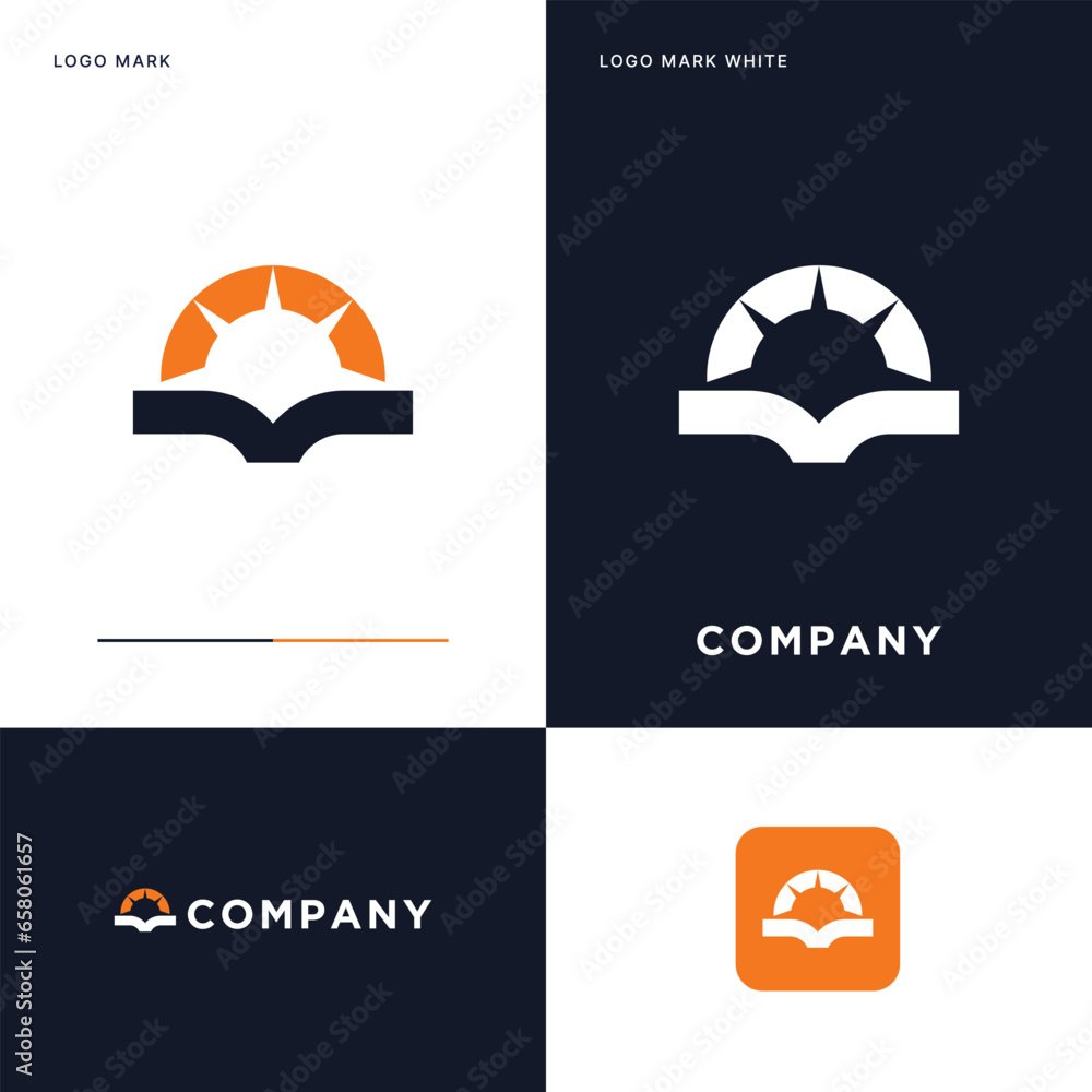 Book Sun Logo Vector Icon Illustration Design Book Sun Logo Vector Icon Illustration Design