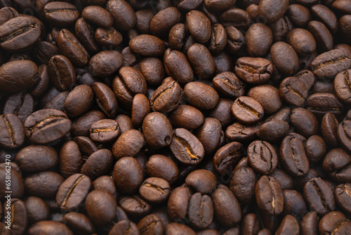 Close up of roasted coffee beans background 