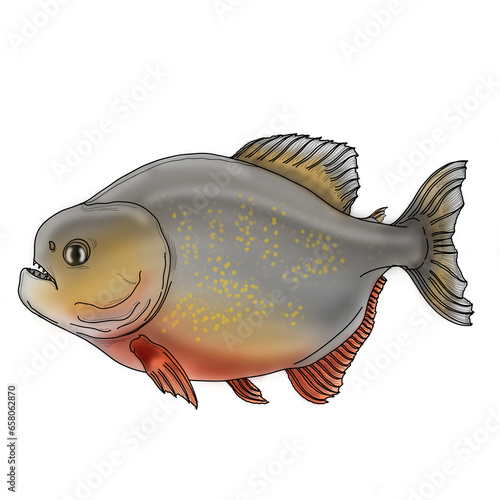 piranha, Serrasalminae, Characiformes, Actinopterygii, Chordata, Pristobrycon, Pygocentrus, Pygopristis, Serrasalmus, Catoprion 