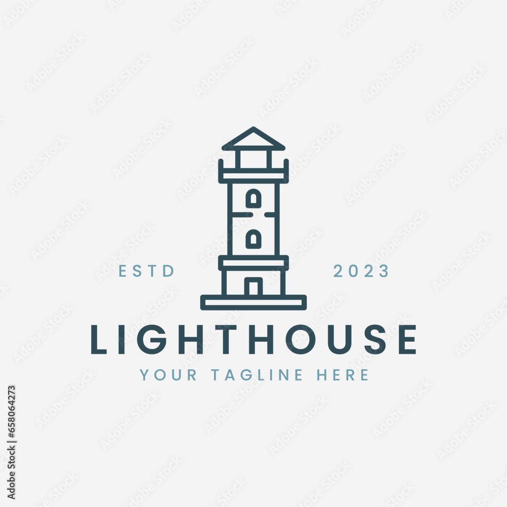 lighthouse logo line art vector illustration template design, beacon icon design