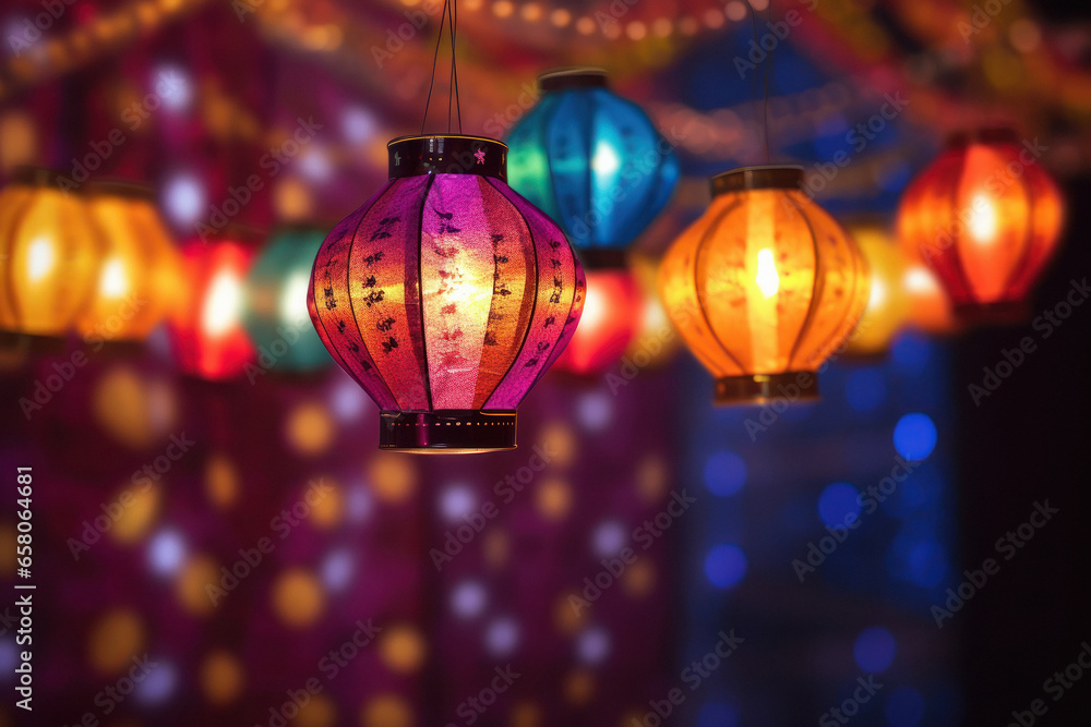 Lantern with colorful and lighting on Diwali festival Lantern with colorful and lighting on Diwali festival