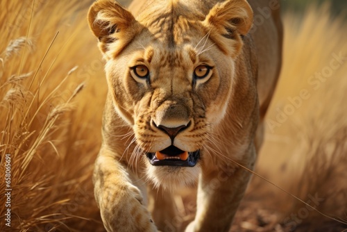 a female lioness hunting for her cubs