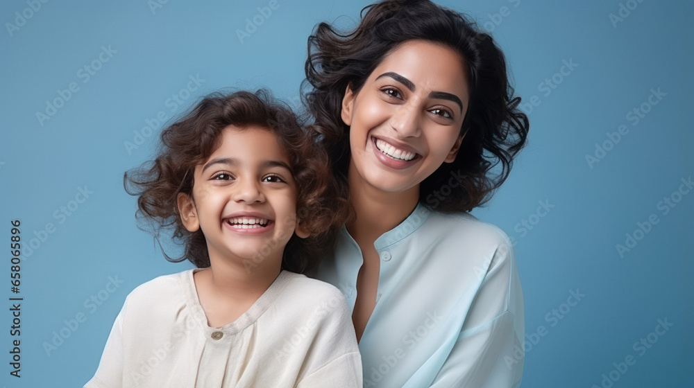 Smiling woman with her cute daughter. Smiling woman with her cute daughter.