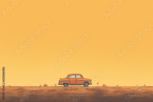 Retro vehicle standing alone against a plain backdrop. Generative AI