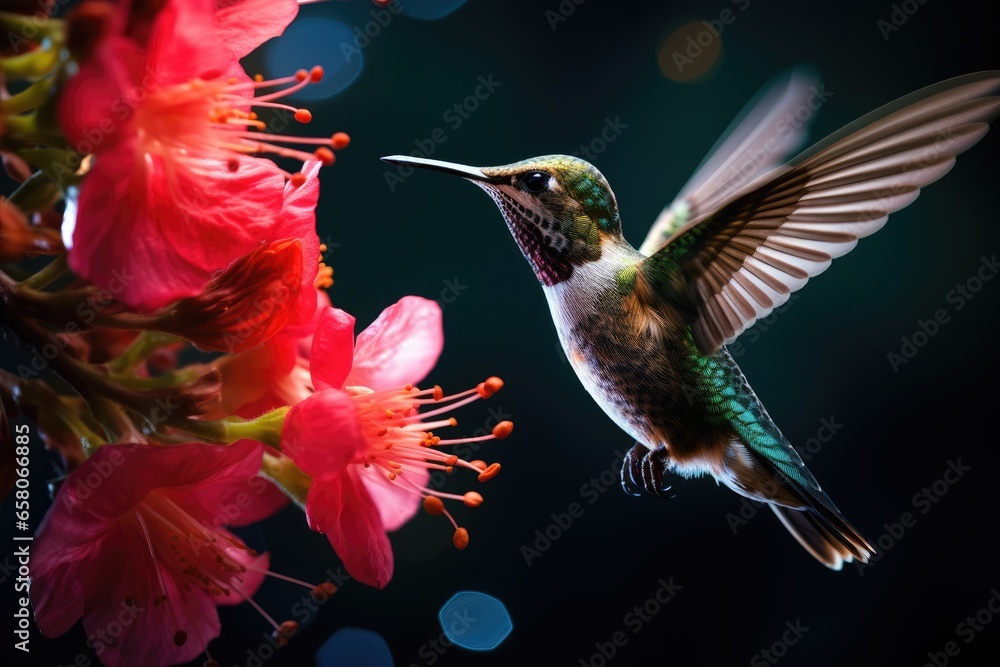 Hummingbirds and flowers in macro photography are a captivating sight Hummingbirds and flowers in macro photography are a captivating sight