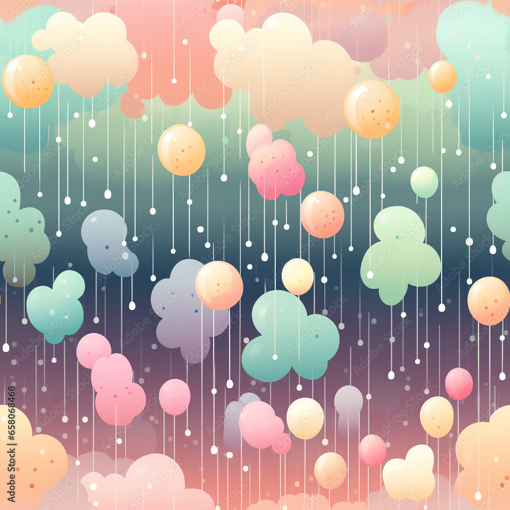 Pastel Rain Digital Paper Seamless Patterns Background