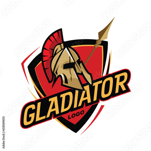 spartan gladiator mascot sport logo design vector
