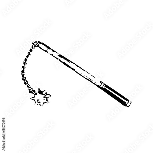 Black and white spiked mace illustration