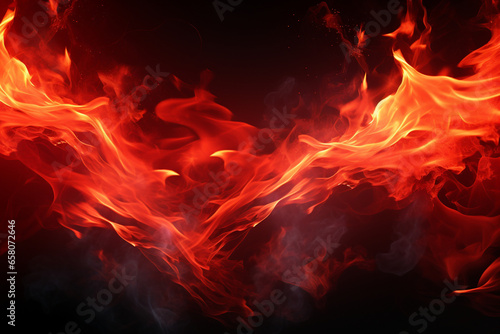 hot red neon fire dark background