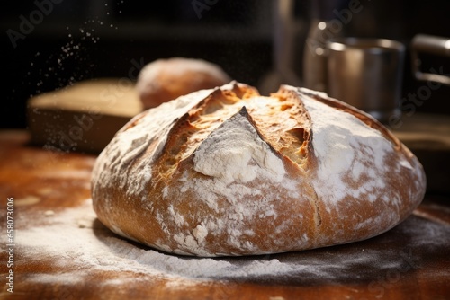 freshly baked bread, lightly dusted with flour