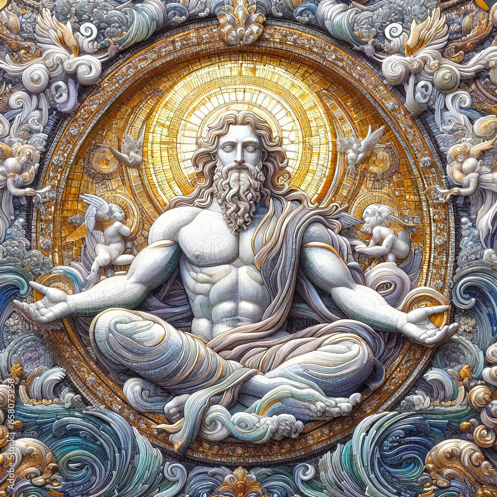 Almighty God, creator of the world, bas-relief in classical style.