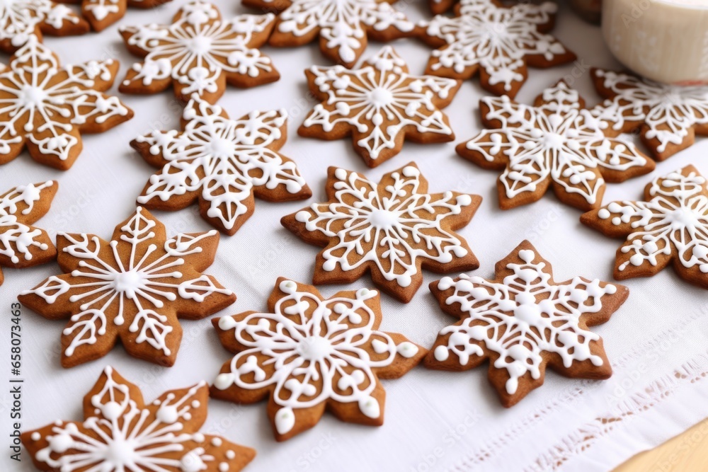 freshly decorated gingerbread cookies on parchment paper freshly decorated gingerbread cookies on parchment paper