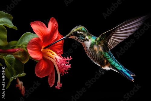 Hummingbirds and flowers in macro photography are a captivating sight  photo