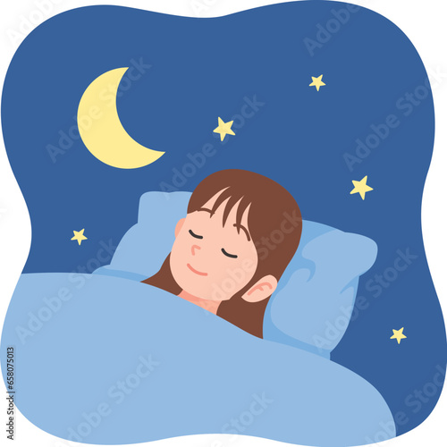 ぐっすり　眠る　若い女性