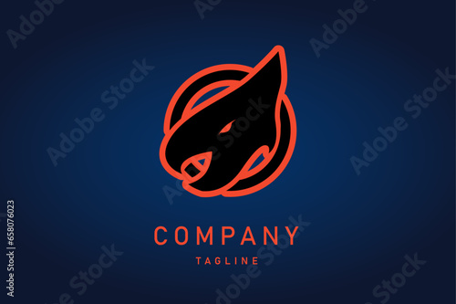dragon simple esport sport monogram wordmark emblem abstract minimalist modern logo vector illustration