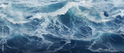 Surface. Storm on the ocean. Top view of the sea waves. Generative artificial intelligence