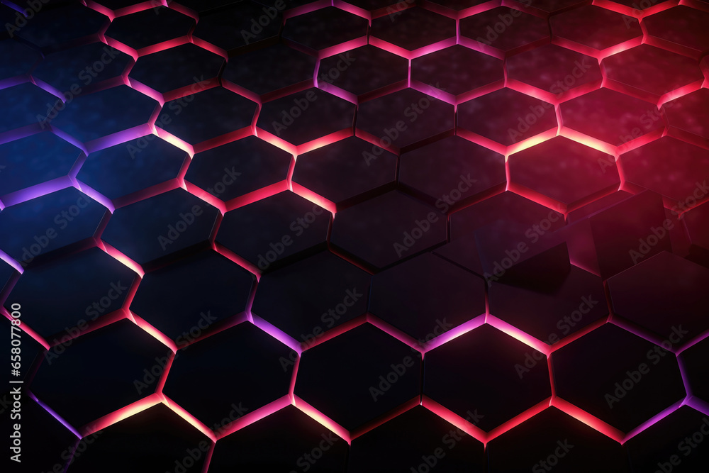 Abstract background with neon glowing hexagons Abstract background with neon glowing hexagons