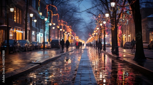 Christmas lights and cityscape Urban holiday , illustrator image, HD