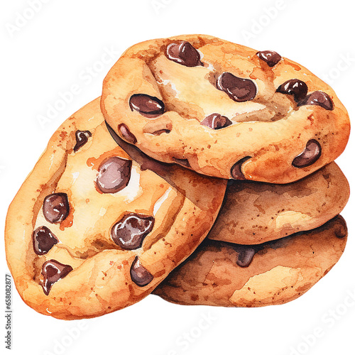 Watercolor chocolate chip cookie 