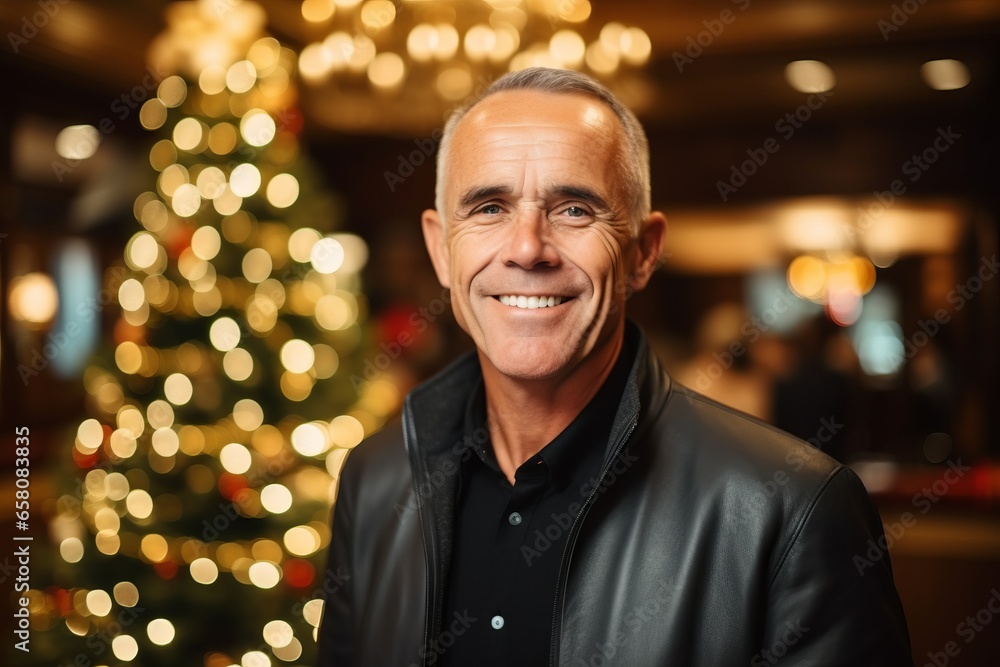 Portrait of a happy senior man in front of christmas tree Portrait of a happy senior man in front of christmas tree