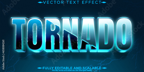 Tornado storm text effect, editable hurricane and disaster text style