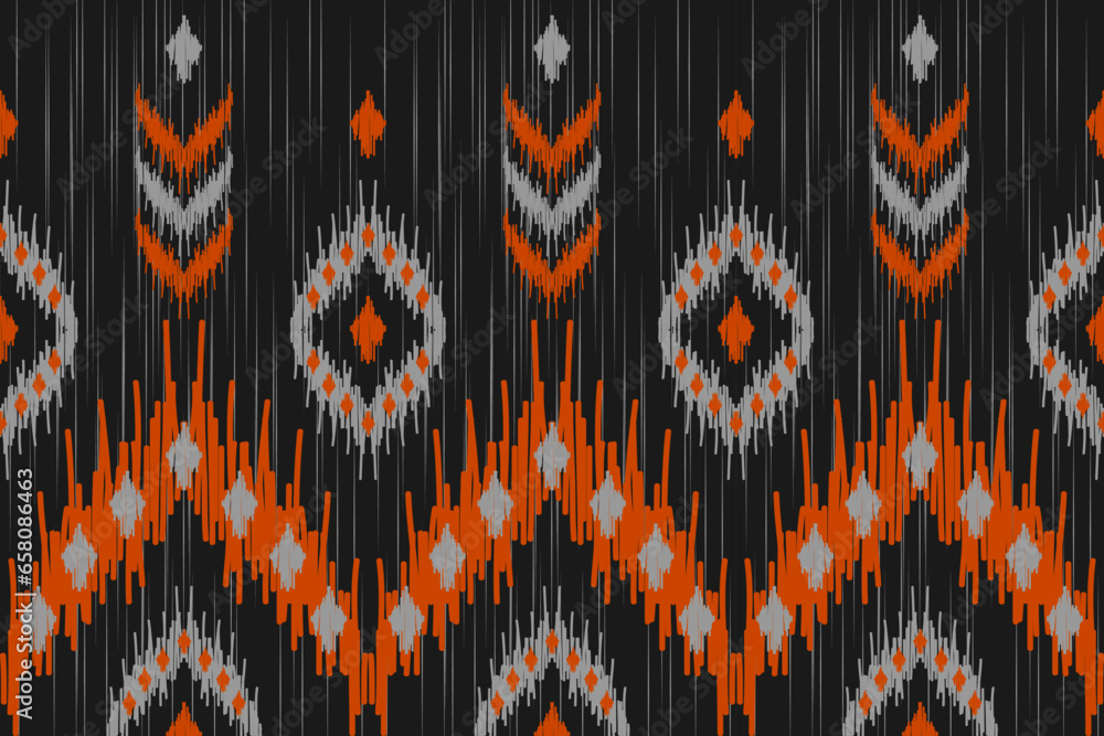 Ethnic ikat seamless pattern in tribal. American, Mexican style. Aztec geometric ornament print. Design for background, wallpaper, illustration, fabric, clothing, carpet, textile, batik, embroidery. - obrazy, fototapety, plakaty 