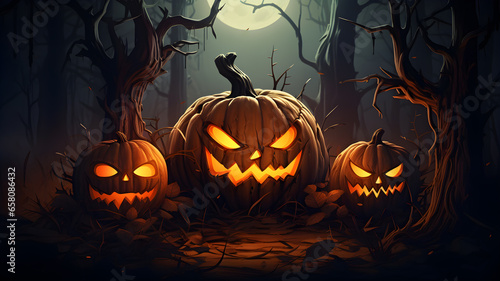 Illustration, Halloween Pumpkin Delight, created with the help of AI