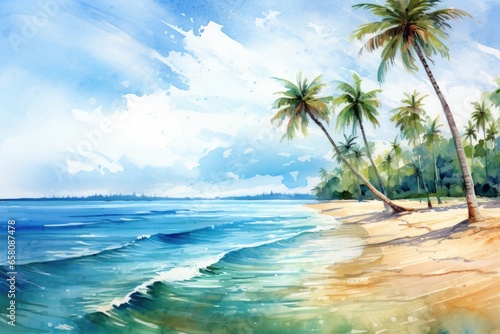 tropical island with palm trees illustration