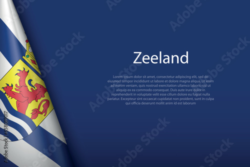 flag Zeeland, state of Netherlands, isolated on background with copyspace