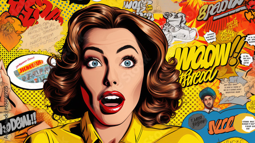 Bursting with Retro Vibrancy  Pop Art Yellow Comic Book Cover  a Nod to Vintage Cartoon Magazines