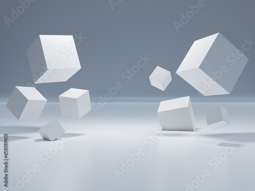 abstract cube and space, background, 3D render