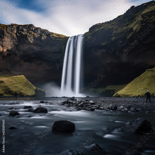 iceland waterfall long exposure. photo