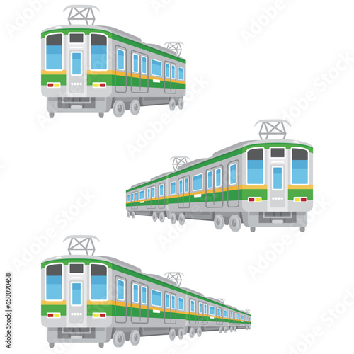 電車　シルバー　斜め