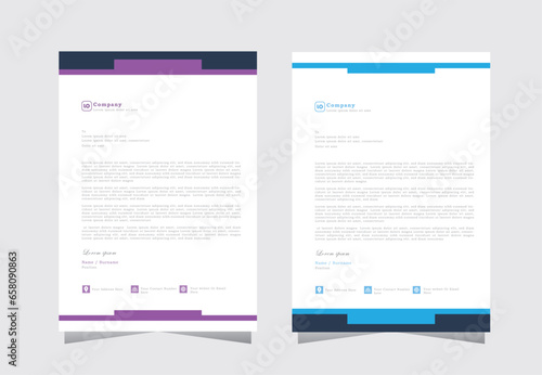 Business style letter head templates for your project  letterhead template for your business  letter head design with purple and blue color  vector eps 10