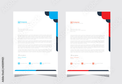 letterhead design templates. letter head template for your project, modern and simple letterhead design, a4 letterhead template with blue and red color - vector eps 10