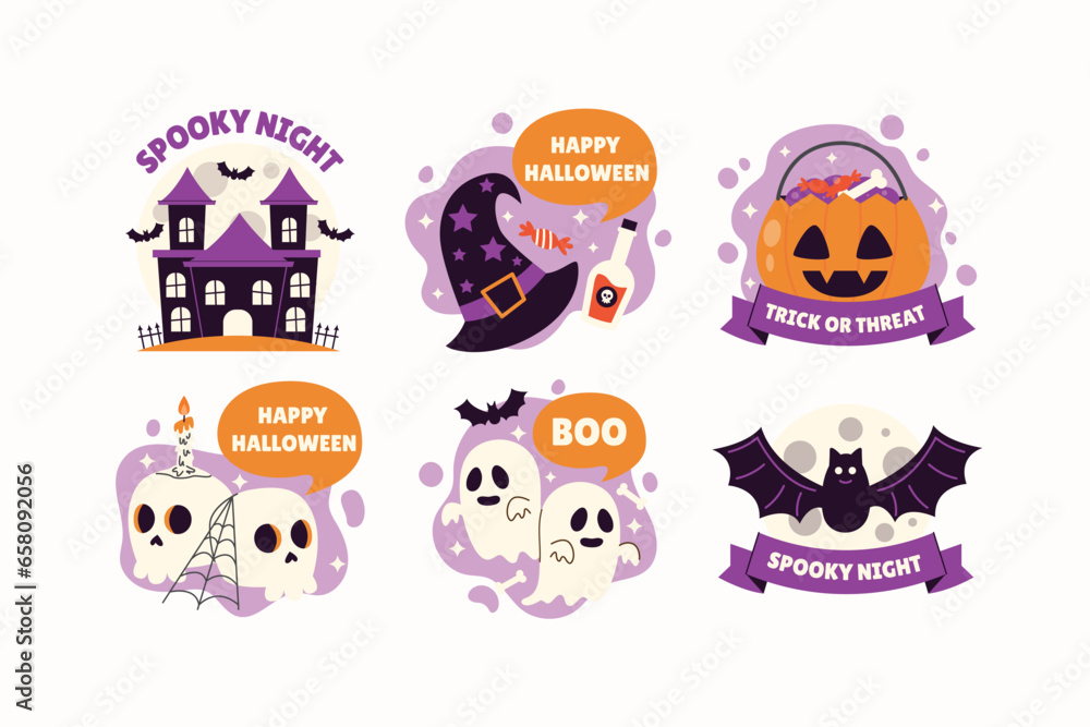 Fototapeta premium Halloween Spooky and Horror Stickers Set