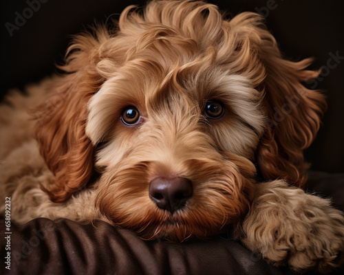 Studio Photography of a Goldendoodle dog