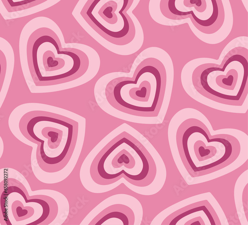Seamless pattern of cute pink hearts, vector design for fashion, fabric, wallpaper, cover, background designs