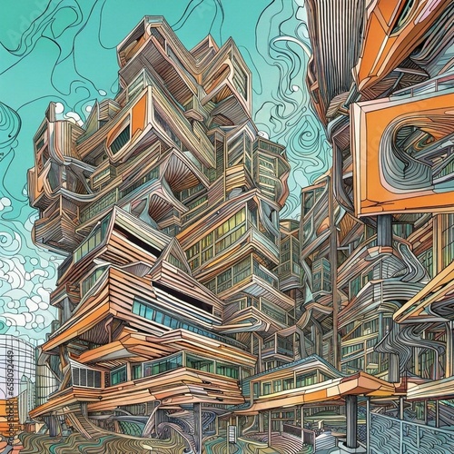 phantasmagoric modern office building, contemporary intricate art, abstract, detailed, surreal
