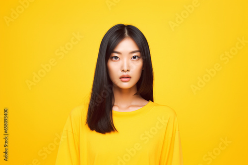 Asian girl on yellow background © YOUNGBOY ARTIST