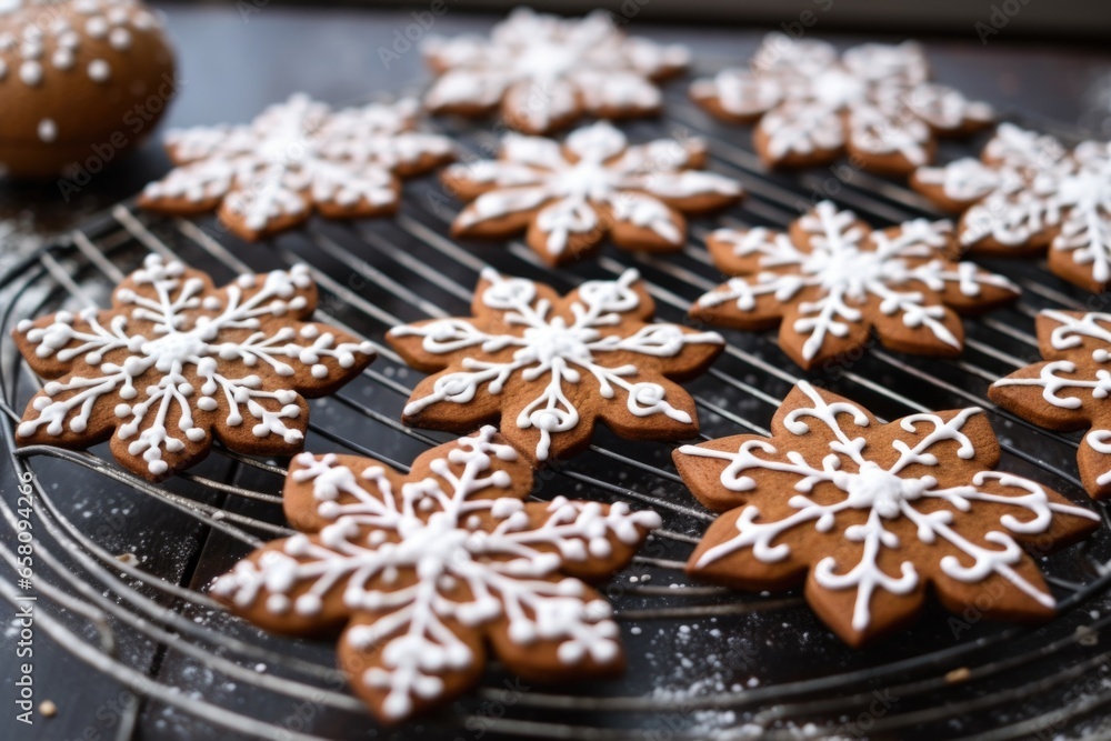 christmas-themed gingerbread cookies on a cooling rack christmas-themed gingerbread cookies on a cooling rack