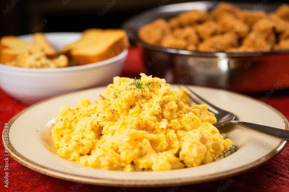 sausage links next to scrambled eggs and toast sausage links next to scrambled eggs and toast