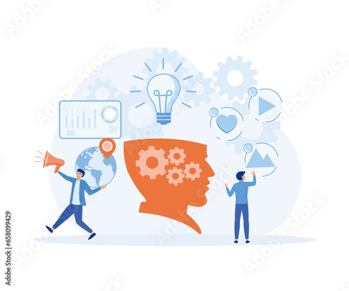 Creative idea. Digital information overload. Knowledge,   flat vector modern illustration 